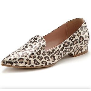 Lascana Women’s metallic leopard print loafers Made in Italy Real Leather Size 7